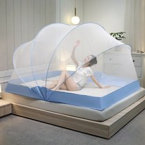 몽골텐트 Home Textiles Folding Mosquito Net Tent Bed Canopy Free Installation Student Dormitory Anti, 05 sky blue_02 100x190x120cm