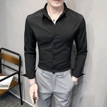 플러 5XL 셔츠 남성 캐주얼 비즈니 긴 소매 로파 패션 슬림 맞는 공식 사회 블라우스
