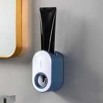 디스펜서 욕실 치약 스퀴저 자동 디스펜서 벽걸이 칫솔 홀더 스탠드 액세서리, 03 White Blue