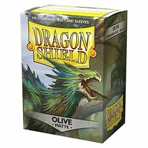 Dragon Shield 매트 사파이어 표준 사이즈 카드 슬리브 100개 디스플레이 케이스 10팩, Olive Green
