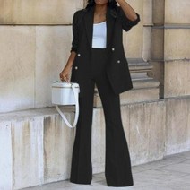 명품스타일 여성정장 의류 두 블레이저 바지 더블 옷깃 재킷 가을 겨울 사무실