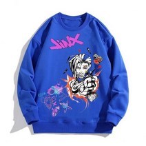 Jinx-아케인 멋진 그래픽 프린팅 맨투맨 후드티 남성용 여성용 심미적 운동복 만화 캐주얼 후드 탑
