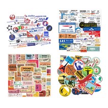 항공사로고 스티커 보딩패스 레트로탑승패스 여행 캐리어 노트북 꾸미기 항공운항학과 선물, 8번 여행그래피티 30피스