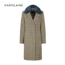 샤트렌 여성용 밍크 카라 클렌 체크 코트
