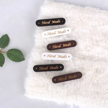 짱패브릭 (10개) 라운드핸드메이드우드라벨-3 color, 화이트, 10개