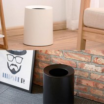 원형 휴지통 쓰레기 화장실 거실 8L 모던 인테리어, 화이트-8L