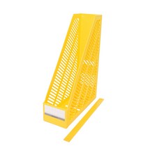 굿오피스 개폐형 파일꽂이 서류꽂이 화일박스 냄비뚜껑 쟁반정리 화일함 플라스틱, 노랑