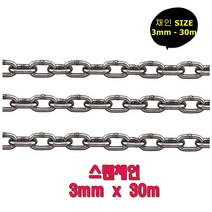 스텐체인 체인줄 스텐사슬 채인 3mm 30m 다용도 쇠사슬 로드체인 주차금지 통행금지 울타리 운동기구 택배비착불