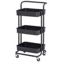 플랫센트 이동식 핸드 트롤리 3단, 블랙