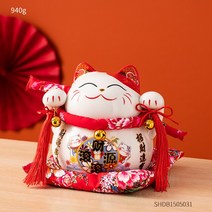 행운의 고양이 장식 도자기 돼지 저금통 창조적 동전 은행 중국 집 공예 선물 돈 절약 상자, 06 Height 19cm 7.5in1