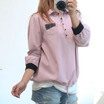여성 22S깨고방 카라 체크 반오픈 남방 셔츠 블라우스