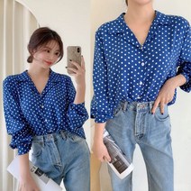 여자 가을 카라넥 도트 땡땡이 블라우스 셔츠 데이트 미시룩 오피스룩