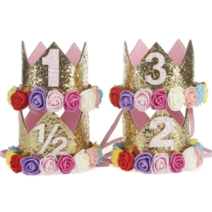 글리터 펠트 숫자 아기 왕관 ( 1 2 3 ) - Glitter Felt Number Baby Crown, 핑크톤
