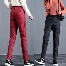 여성 겨울 오리깃털 패딩바지 여자 겨울밴딩 솜팬츠