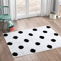 LIVEBOX Polka Dots Round Area Rugs 4ft Diameter Kids Play Mat Soft Plush Baby Crawling Mat Non-Slip, 1