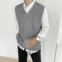애드매이브 스판 골지 브이넥 니트 조끼(8color)