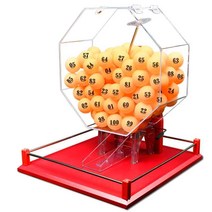 아크릴 수동 로또 번호 추첨기 마트 행사 경품 추첨, 100개의 주황색 공 파란색 모델