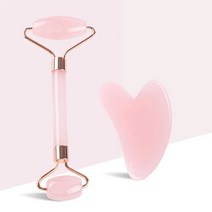 괄사 로즈쿼츠 브이라인 마사지 천연 롤러 하트스톤