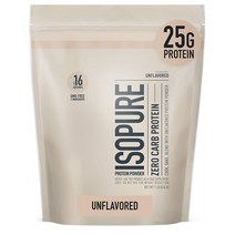 Isopure Zero Carb Protein Powder Keto Friendly Unflavored 아이소퓨어 제로 카브 프로틴 파우더 무향 454g(1lb) 키토, 1개, 1l