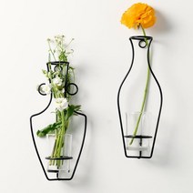 투빌 감성 와이어꽃병 유리화병 수경재배화병 실린더 벽장식 월행잉데코 행인플렌트, E타입