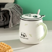 뚜껑 세라믹 컵 도매 마크 컵 하이 -값 값 컵 귀여운 세라믹 선물 컵이있는 창의적인 만화 팬더 컵, 450ml, 내 배에 누워