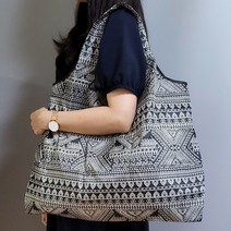 센스집 휴대용 접이식 장바구니 L사이즈 빅사이즈 시장가방, L28_블랙에스닉, 1개