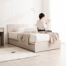시에론 슬림 수납형 침대 S 본넬스프링 매트, 아이보리워시