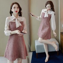 [뽐나] 여성 빅사이즈 딸기우유빛 스트라이프 상큼 미니원피스