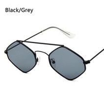 빈티지 미니 소형 소형 프레임 선글라스 유행 금속 다각형 여성 음영 UV400 보호 거리 안경, 01 Black-Grey