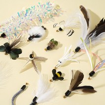 금돌캣 핸드메이드 리필형낚시대 고양이장난감, B8-2.나비 흰깃털(파랑)