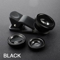 스마트폰망원렌즈 핸드폰망원렌즈 어안렌즈 3in1 어안 광각 마이크로 카메라 렌즈 폰 샤오미 레드미 3IN1, 한개옵션1, 01 Black