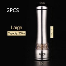 소금과 후추 곡물 밀 셰이커 스테인레스 스틸 금속 식품 분쇄기 Pulverizer 양념 항아리 조미료 컨테이너 주방 도구, CHINA, 2pcs