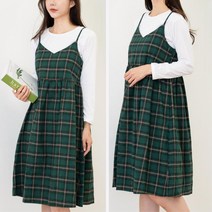 빈티지 체크 여자 끈나시 가을 플레어 원피스 미디원피스