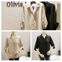 [올리비아로렌] 심플하고 세련된 카라넥 7부 봄가을 블라우스vocnlwf7436
