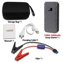 점프앤고 GKFLY 높은 전원 24000mAh 자동차 점프 스타터 12 볼트 1500A 휴대용 시작 장치 보조베터리 자동차 충전기 자동차 배터리 부스터, 1200A XMESE, 중국