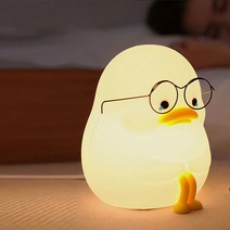 emo큐티 오리 LED 충전식 실리콘 무드등 스트레스 해소 선물 무드등, 유안경