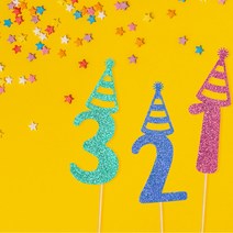 파티해글리터 데코픽 (숫자) 생일고깔, 민트, 3(삼)