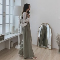 바보사랑 여성 팬츠 바지 데일리 베이스 밴딩 벨트 와이드 .디작소