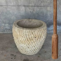 떡 절구 절구통 돌절구 떡매 대형 전통 석재, 직경 45cm 망치 포함