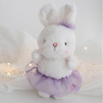 토끼인형 보라색 bellaerina 봉제 장난감 박제 긴 귀 나비 매듭 아기 봉제인형, 21-25cm, 하얀색