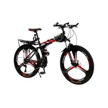 접이식 오프로드 산악 자전거 MTB 24단 24 26 27.5인치, 26인치, 블랙앤레드