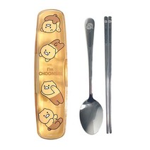 릴팡 카카오프렌즈 춘식이 올스텐 수저케이스 세트, 케이스 + 스푼 + 젓가락, 혼합색상