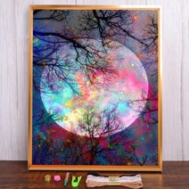 보석십자수 창업 도구 풍경 하늘 달 인쇄 크로스 스티치 패턴 DIY 자수 수제 그림 세공 뜨개질 스탬프 보석, 40x50cm, 11CT 실크 스레드, HMA65851_40x50cm_11CT 실크 스레드