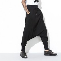 [EAM] 2020 봄 새로운 패션 블랙 단색 Drawstring 주머니 인과 느슨한 큰 크기 여성 높은 허리 하렘 바지 R