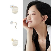 루앤씨 14k 11mm 코인 웨이브 플렛 스터드 귀걸이