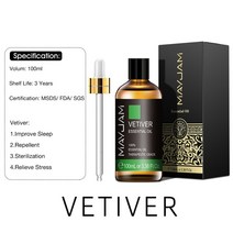 [티트리오일] 100ml 순수 천연 티 트리 샌들 우드 에센셜 오일 디퓨저 플랜트 라벤더 민트 바닐라 로즈마리 유칼립투스, [01] 100ml, [09] Vetiver