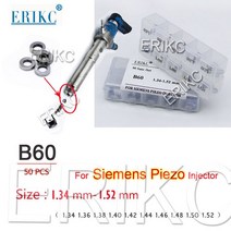 ERIKC B70 가스켓 크기 .62-.80mm 피에조 인젝터 노즐 심 50pcs 보쉬 피제오 분사용 디젤 수리 워셔노즐 부, 01 B60