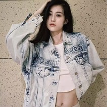 루즈핏 자수 데님 코트 커플 청자켓 긴팔 MJS23030213