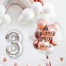 생일파티용품 모음/ 레터링풍선 가랜드 파티머리띠 파티커튼 왕관 컵 접시 테이블보, 1)[제작]DIY레터링버블풍선_로즈골드BS40+BSD4