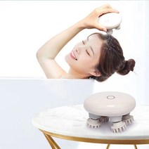 domiheat 두피 마사지기 머리 안마기 건습양용 실리콘 저소음 전신사용 USB, 흰색